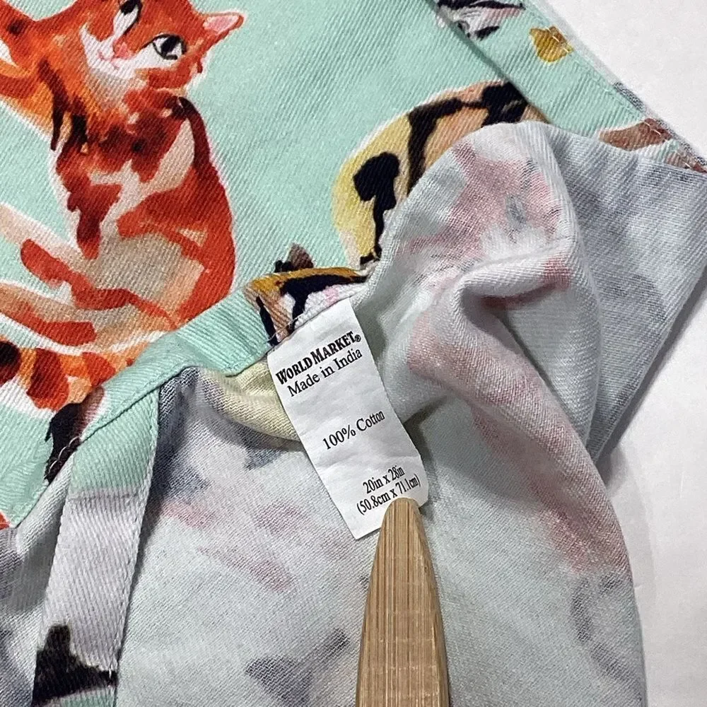 Cat Kitchen Dishtowel Lot of 2 Christmas Cat In box World Market Cats Towel